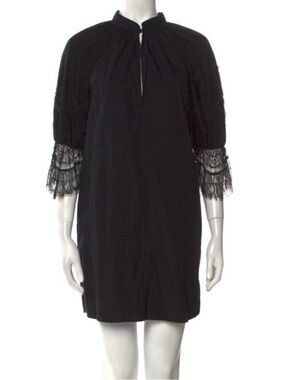 Givenchy Black Lace-Trimmed Sleeve Chemise